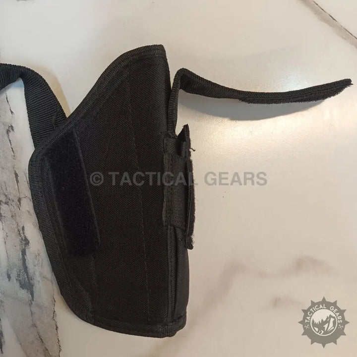 Black nylon Tactical Holster with Pouch and adjustable retention strap for secure carry