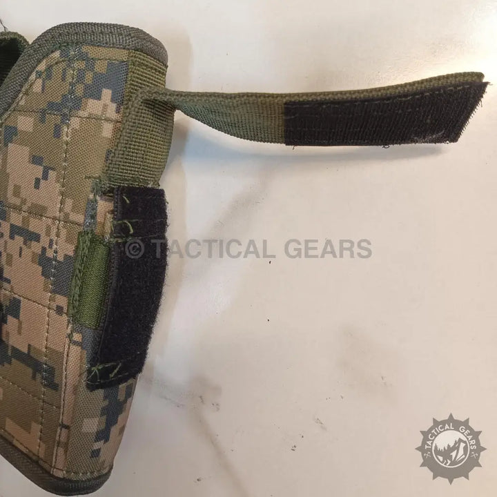 Digital camouflage tactical holster with pouch and Velcro straps for secure carry