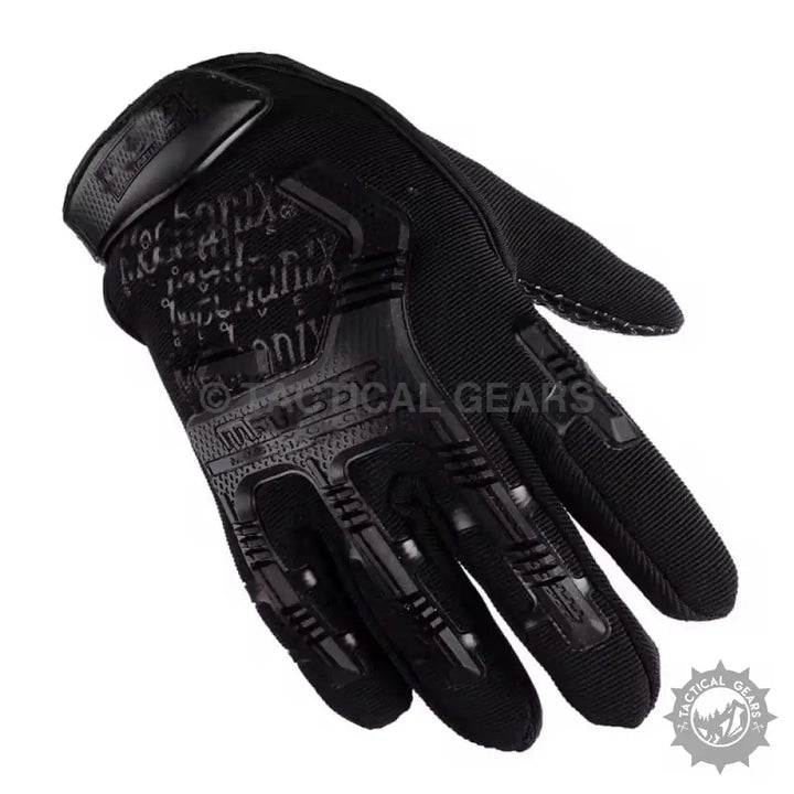 Black tactical Mechanix Gloves with knuckle and finger protection for durability