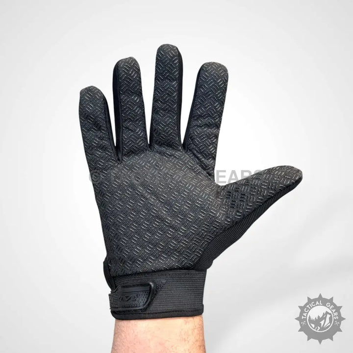 Black tactical Mechanix Gloves with textured grip pattern for enhanced hand protection