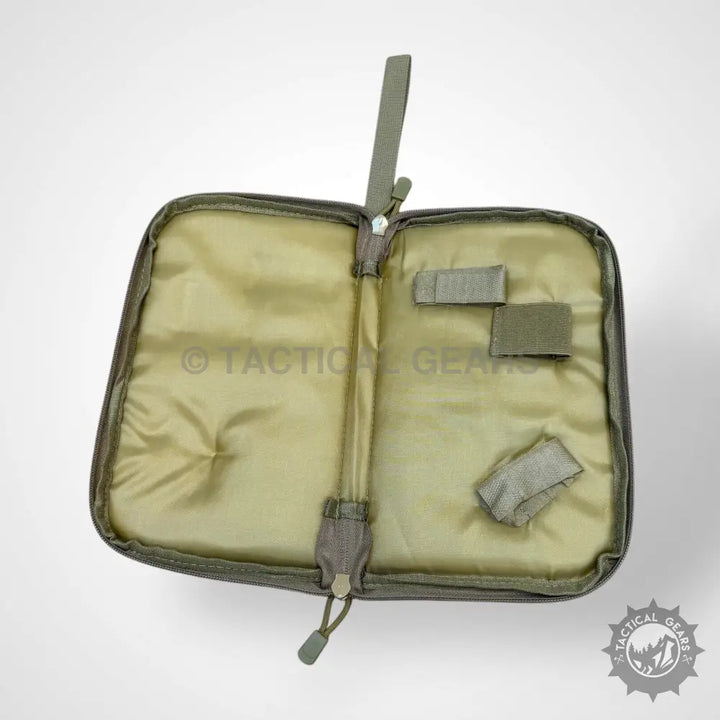 Open tactical gear pouch with elastic straps for tactical pistol carrying and storage