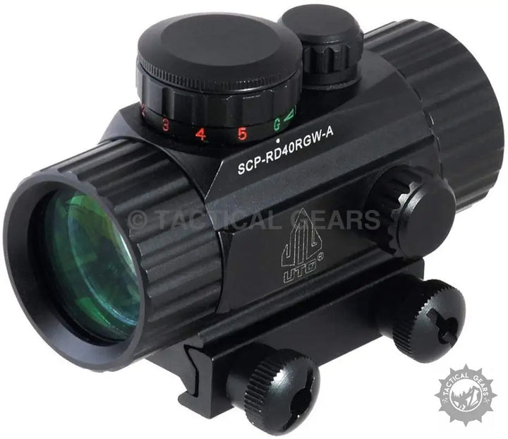 Black tactical red green dot sight with adjustable brightness for precise targeting
