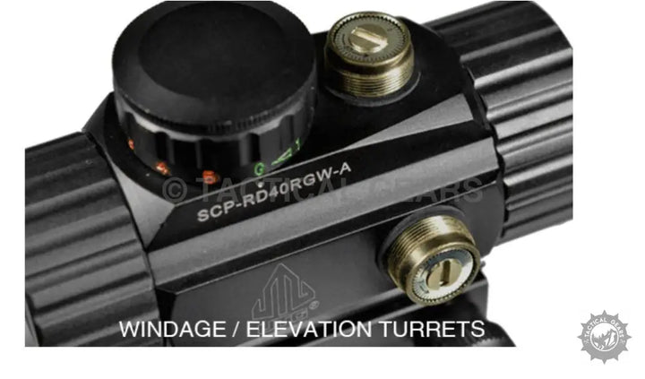 Black rifle scope with windage and elevation turrets for UTG 3.8’’ ITA Red Green Single Dot Sight
