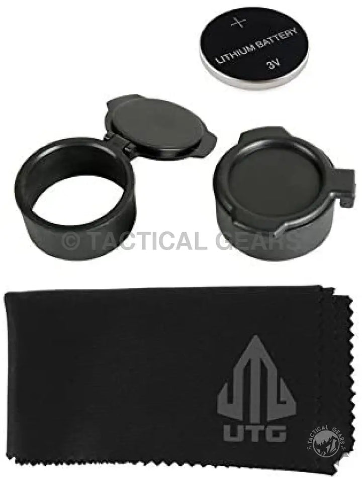 Black flip-up scope caps lens cleaning cloth and lithium battery for UTG red green dot sight