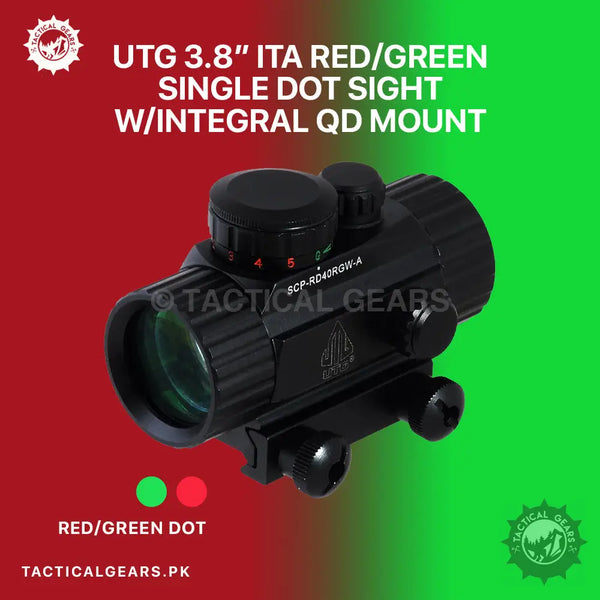 Black tactical red green single dot sight with integral QD mount for rifles