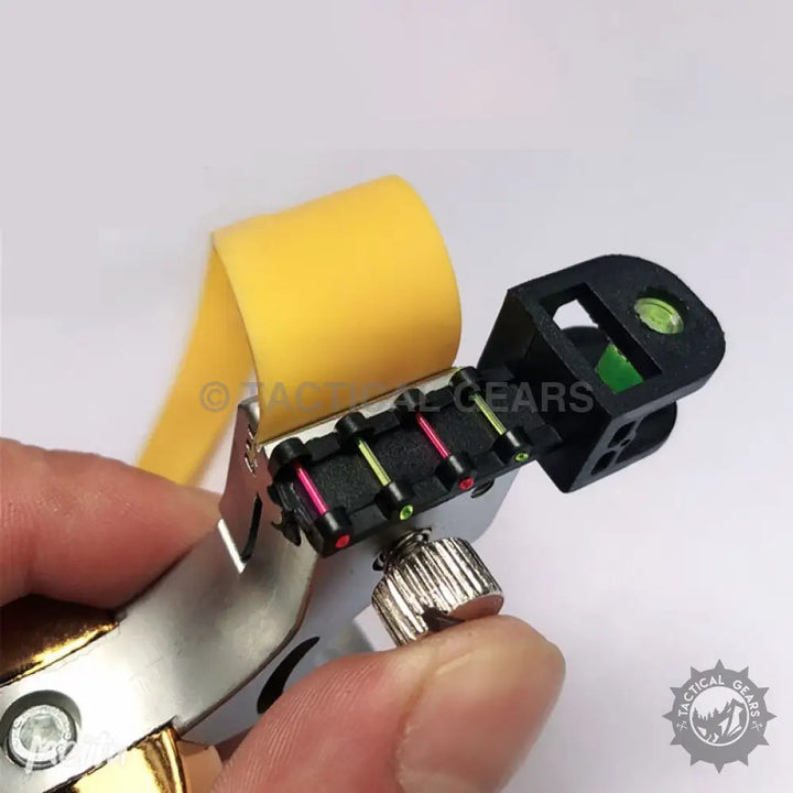 Stainless steel and gold Tactical Resin Slingshot with Laser Sight and bubble level