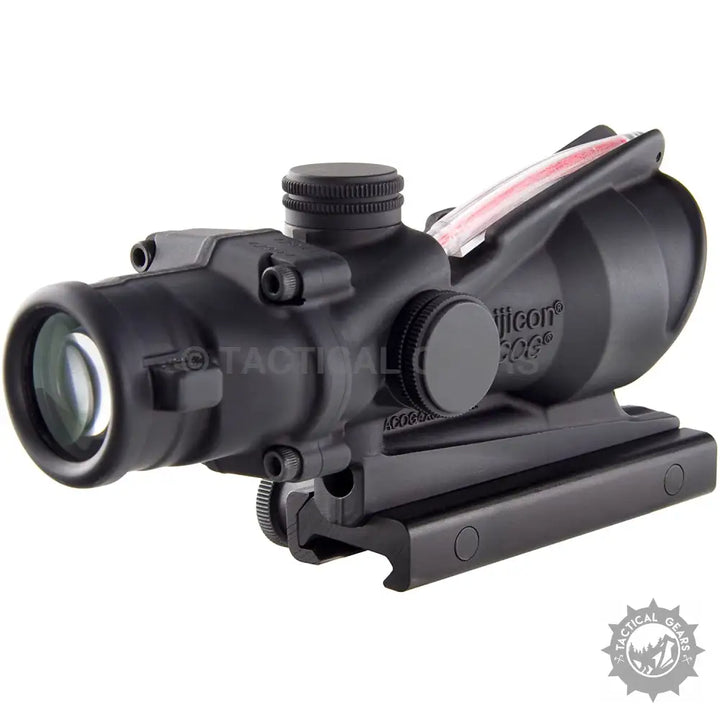 Black rifle scope with red fiber optic light collector for Trijicon Tactical Red Dot Sight