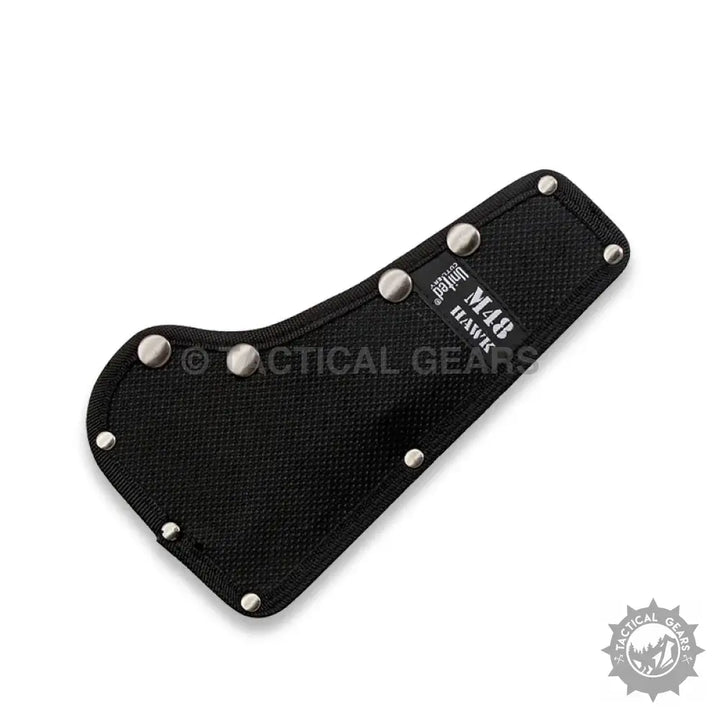 Black tactical knife sheath with silver rivets and M.A.R. for Tactical Tomahawk M-48 Axe