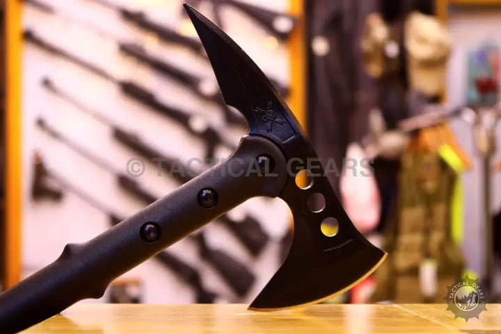 Tactical Tomahawk M-48 Axe with black blade and yellow accents