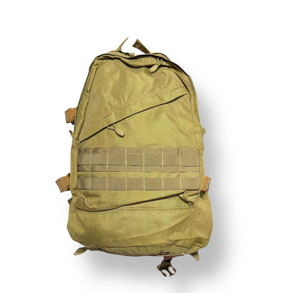 Khaki green tactical backpack with MOLLE webbing, part of American Lot imported gear