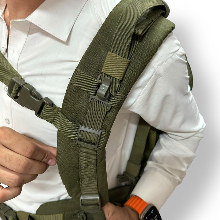 Olive green tactical vest from American Lot imported with straps and buckles for outdoor use