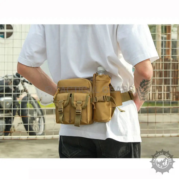 Tactical Waist Bag with water bottle holder and adjustable waist belt for outdoor activities