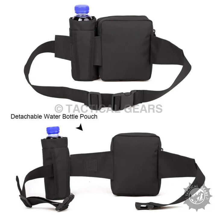 Black detachable water bottle pouch with waist belt for Tactical Waist Bag