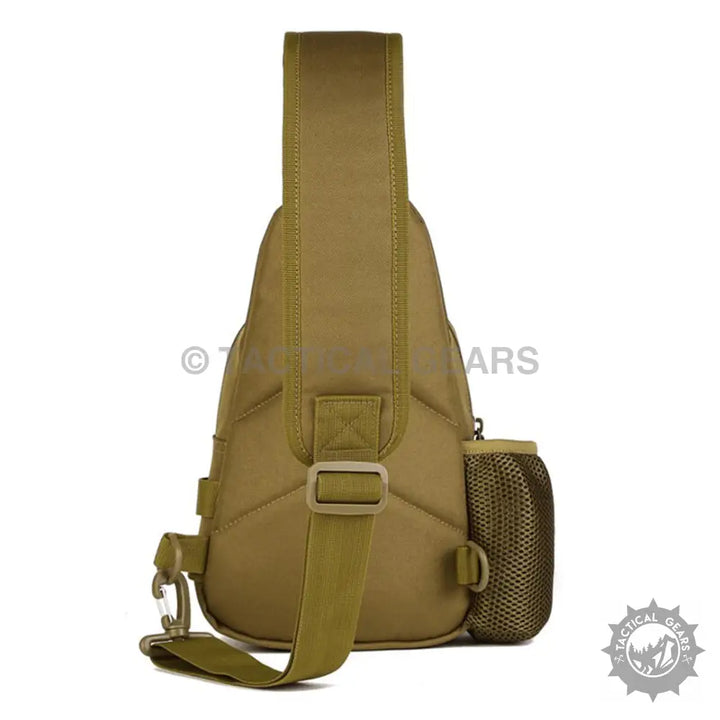 Canvas shoulder bag made of 600d Oxford fabric with mesh side pocket and carabiner clip