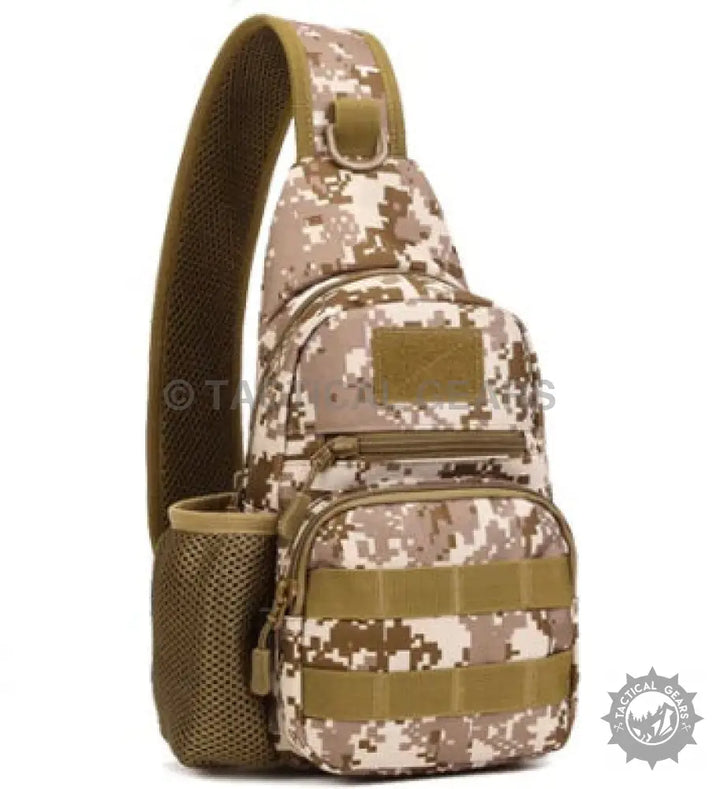 Desert digital camouflage sling bag made of 600d Oxford fabric with MOLLE webbing