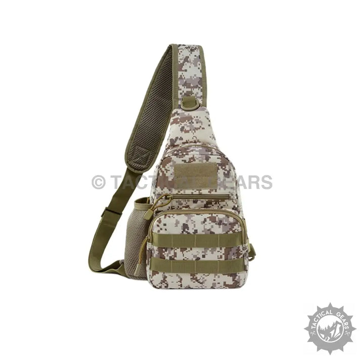Desert digital camouflage tactical sling bag made of 600d Oxford fabric with MOLLE webbing