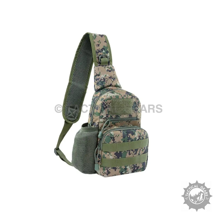 Digital camouflage tactical sling bag made of 600d Oxford fabric with multiple compartments