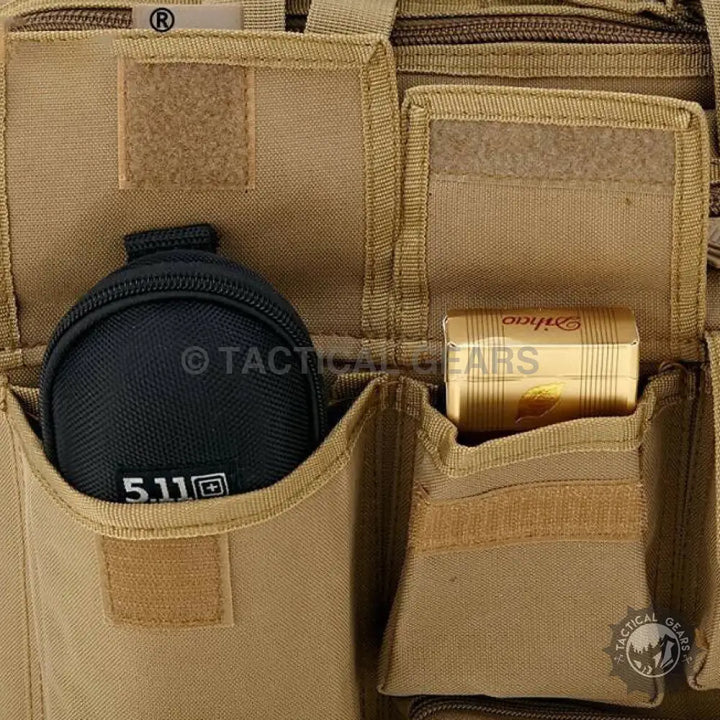 Silver Knight Shoulder Laptop Bag with tan tactical utility panel and multiple pockets