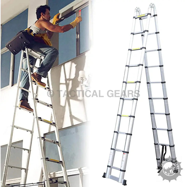 Extendable Foldable Aluminum Ladder 1.6m 10steps Tools
