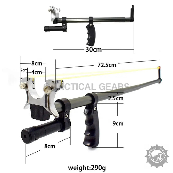 Adjustable collapsible telescopic long rod slingshot with two handles and precise measurements