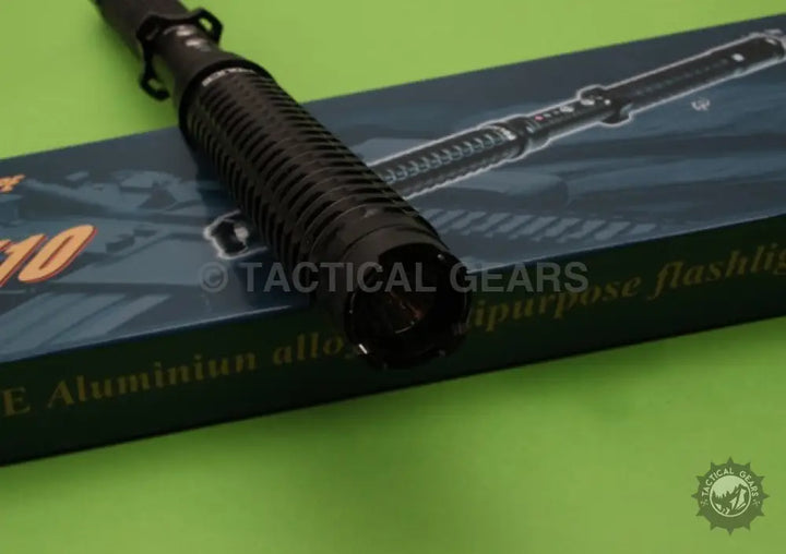 Black Aluminum Alloy Multipurpose Flashlight with Stun Gun for Self Defense
