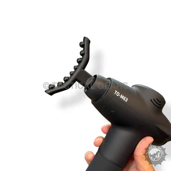Black Toloco Rechargeable Percussion Massager with flexible attachment for deep tissue relief