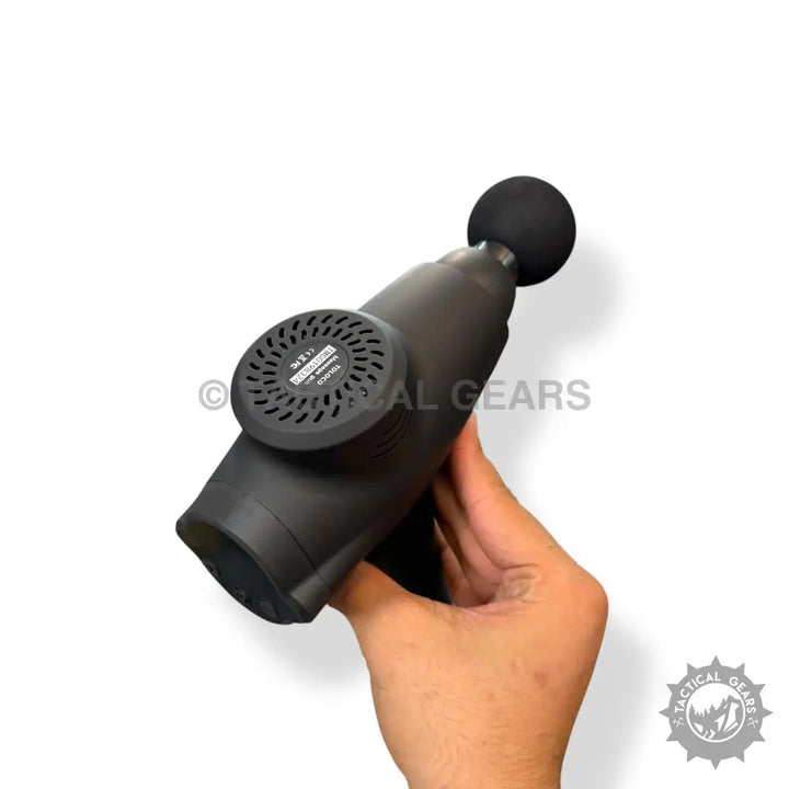Handheld black Toloco Rechargeable Percussion Massager with spherical attachment for deep tissue relief