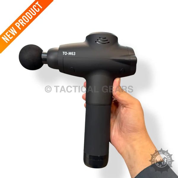 Black handheld Toloco Rechargeable Percussion Massager with spherical attachment for deep tissue relief