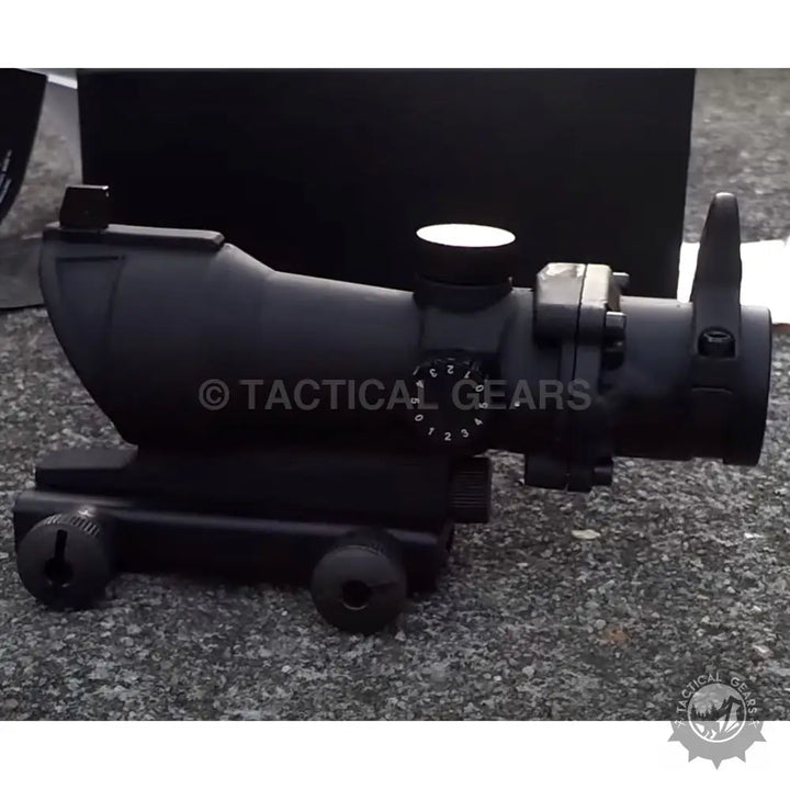 Black tactical scope with adjustable settings for Trijicon ACOG 4x32 scope and acog 4x32