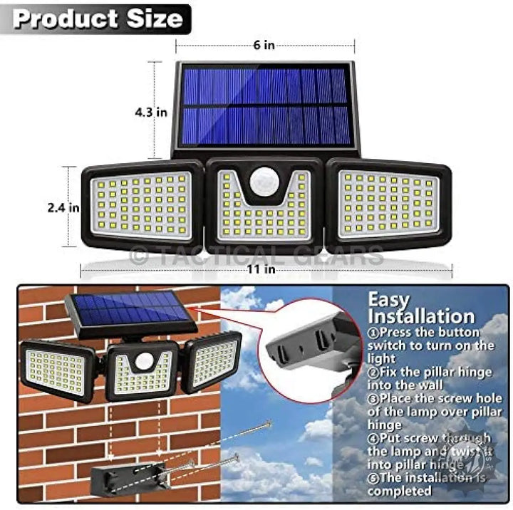 Wireless solar motion sensor security light with adjustable panels