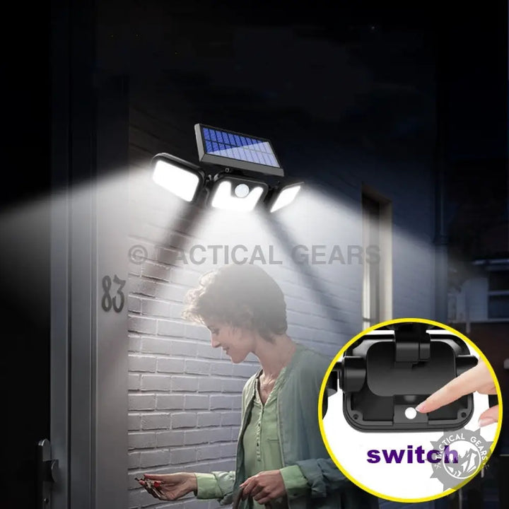 Wireless solar motion sensor security light with remote