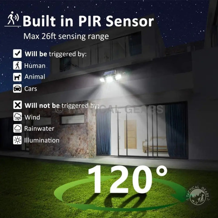 Wireless solar security light with 120-degree PIR motion sensor, white housing