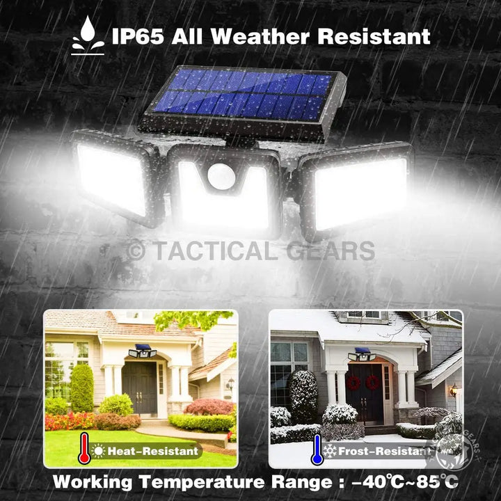 Wireless solar motion sensor flood security light with IP65 resistance