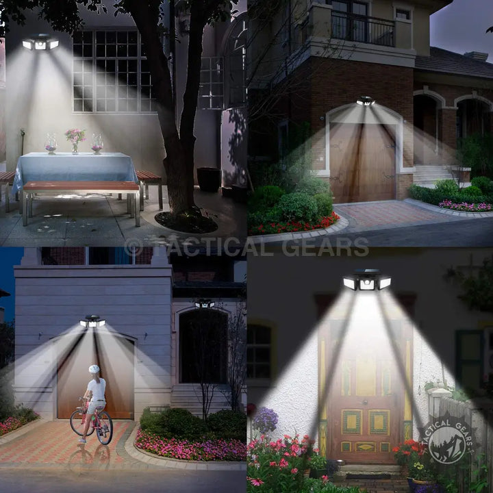 White wireless solar security light with motion sensor and remote