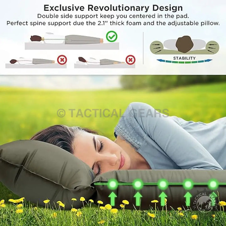 Ultra-Comfortable IFORREST Camping Sleeping Pad with inflatable pillow for spine support