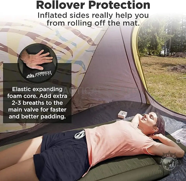 Self-inflating IFORREST camping sleeping pad with rollover protection for comfortable camping