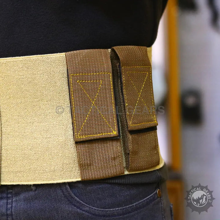 Tactical belt with brown pouches essentials for Universal Belly Holster Fabric Almond Brown