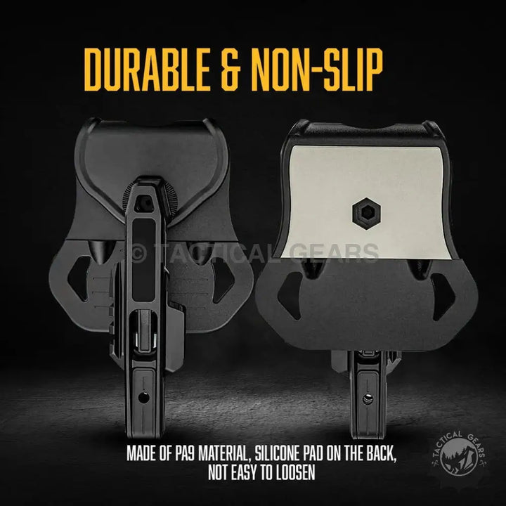 Universal belt holster with durable black design and non-slip silicone back pad