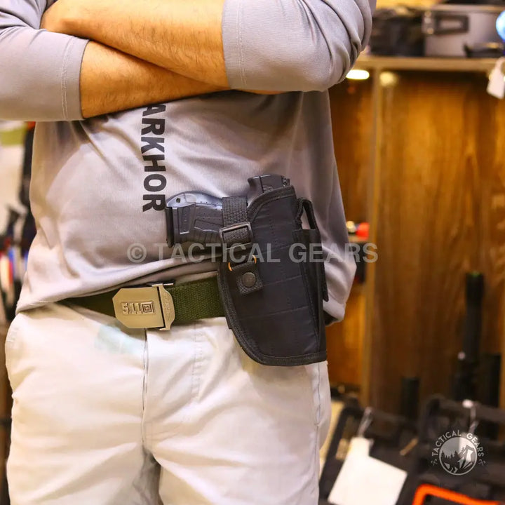 Universal Belt Holster with Strap Fabric Black Hunting & Shooting Accessories > Holsters