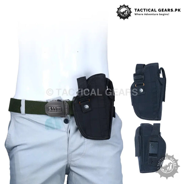 Universal Belt Holster with Strap Fabric Black Hunting & Shooting Accessories > Holsters