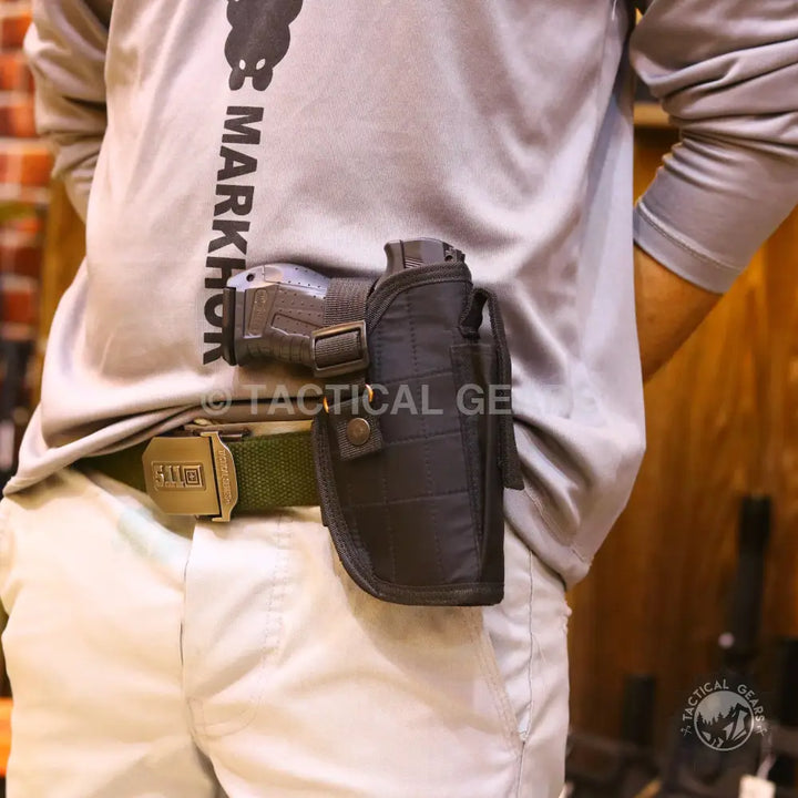 Universal Belt Holster with Strap Fabric Black Hunting & Shooting Accessories > Holsters
