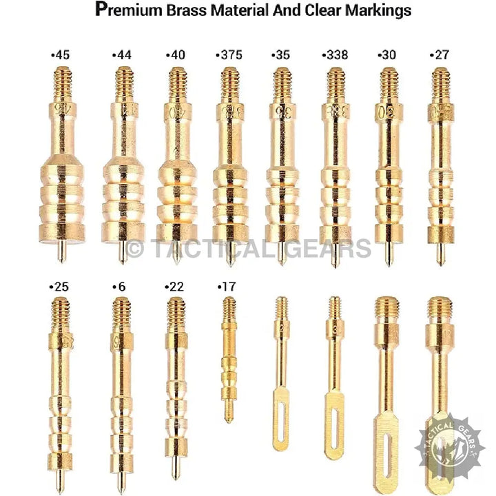 Universal Gun Cleaning Kit with solid brass rods brass cleaning jags and slotted tips