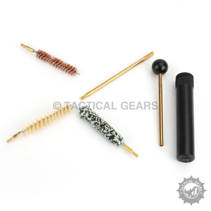 Tactical cleaning tool kit with brass brushes and black tube