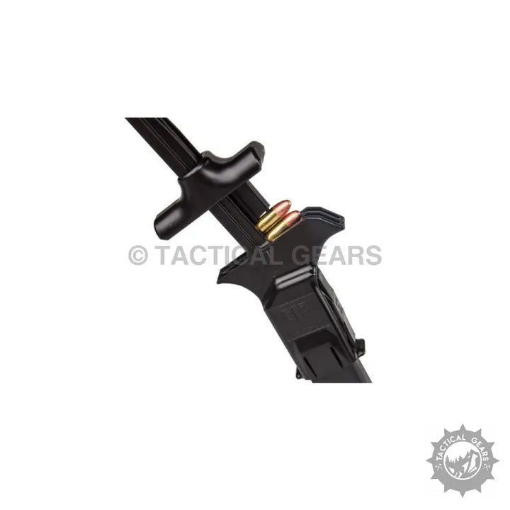 Black universal magazine speed loader with bullets for quick reloading of magazines