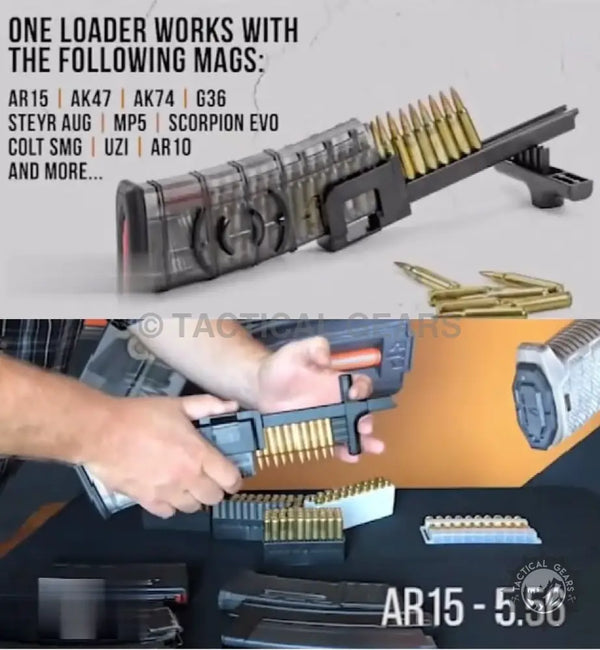 Universal Rifle Speed Loader for quick and efficient rifle and SMG magazine loading