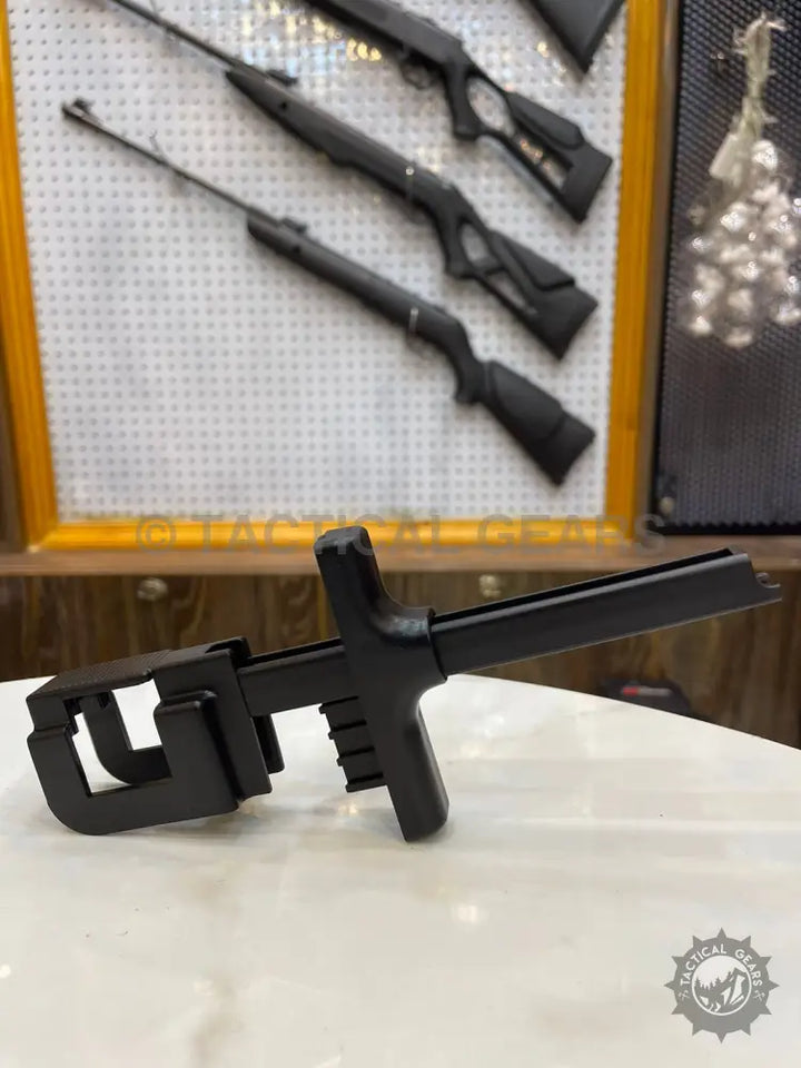 Black rifle stock with adjustable buttstock for Universal Rifle Speed Loader application