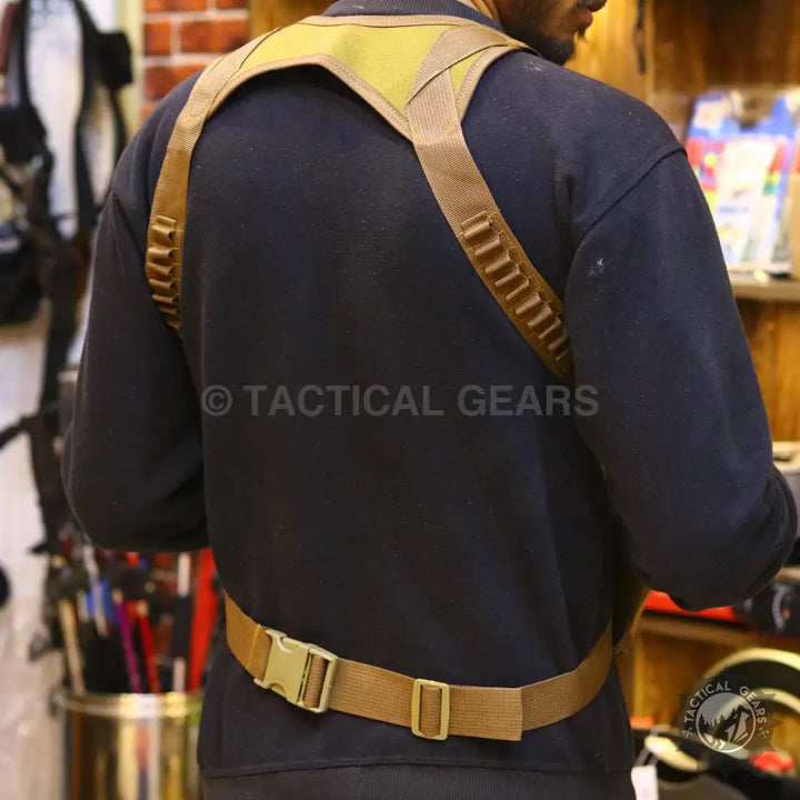 Tactical vest with shoulder straps, waist belt, and magazine pouches for Universal Shoulder Holster