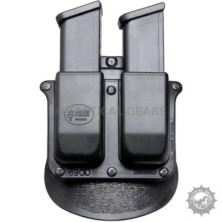 Black polymer double magazine pouch with internal rubber insert for Universal Tactical Polymer Holster