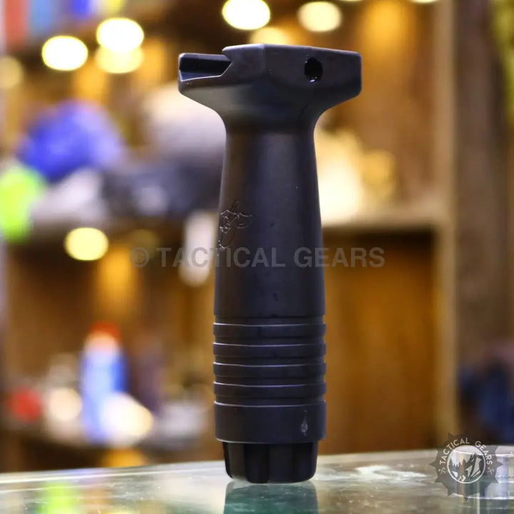 Black tactical vertical forward grip with ribbed texture for enhanced control