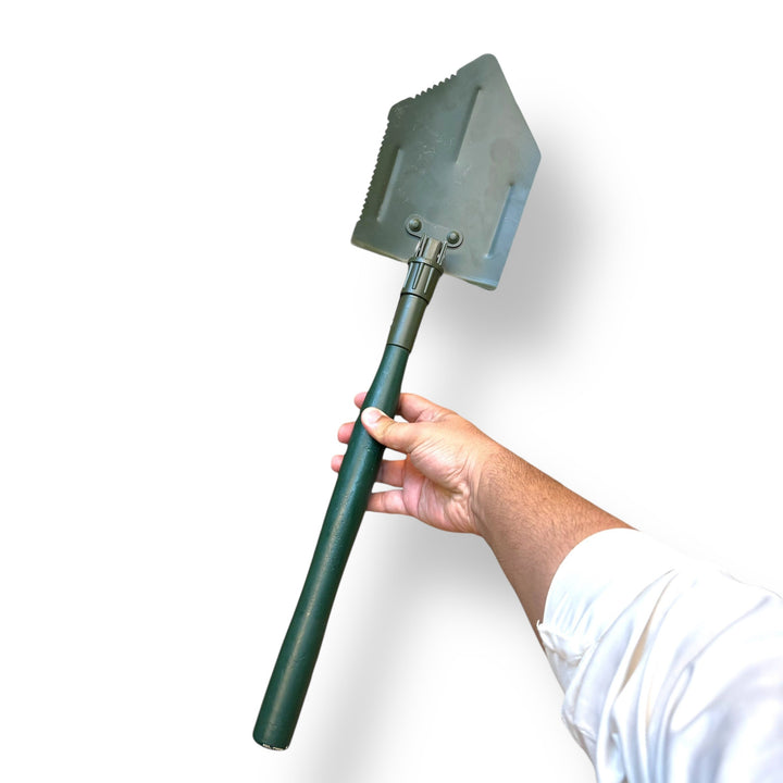 Dark green tactical folding shovel with serrated edge from USA Tactical Folding Shovels